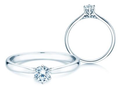 Bague de fiançailles Classic 6 Hidden Halo en 14K or blanc avec diamants 0,30ct G/SI