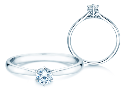 Bague de fiançailles Classic 6 Hidden Halo en platine 950/- avec diamants 0,30ct G/SI