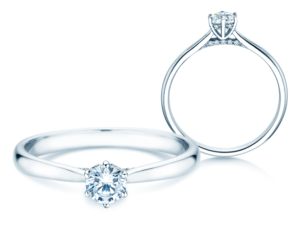 Bague de fiançailles Classic 6 Hidden Halo en 14K or blanc avec diamants 0,30ct G/SI