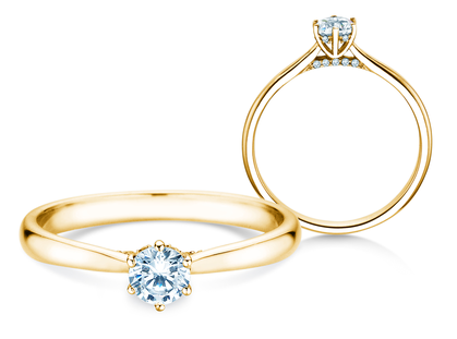 Bague de fiançailles Classic 6 Hidden Halo en 14K or jaune avec diamants 0,30ct G/SI