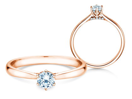 Bague de fiançailles Classic 6 Hidden Halo en 14K or rose avec diamants 0,30ct G/SI