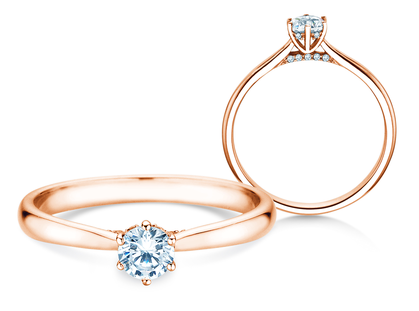 Bague de fiançailles Classic 6 Hidden Halo en 14K or rose avec diamants 0,30ct G/SI