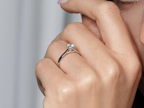 Bague de fiançailles Classic 6 Hidden Halo en 14K or blanc avec diamants 0,55ct G/SI