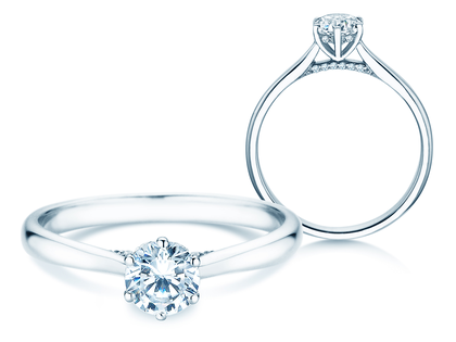 Bague de fiançailles Classic 6 Hidden Halo en 14K or blanc avec diamants 0,55ct G/SI