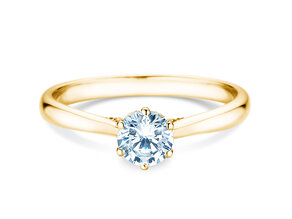 Bague de fiançailles Classic 6 Hidden Halo en 14K or jaune avec diamants 0,55ct G/SI