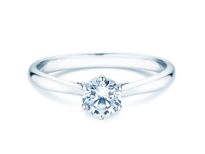 Bague de fiançailles Classic 6 Hidden Halo en 14K or blanc avec diamants 0,55ct G/SI