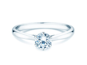Bague de fiançailles Classic 6 Hidden Halo en 14K or blanc avec diamants 0,55ct G/SI