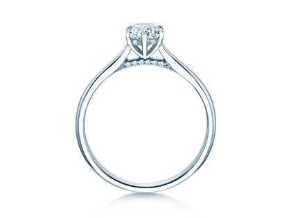 Bague de fiançailles Classic 6 Hidden Halo en 14K or blanc avec diamants 0,55ct G/SI