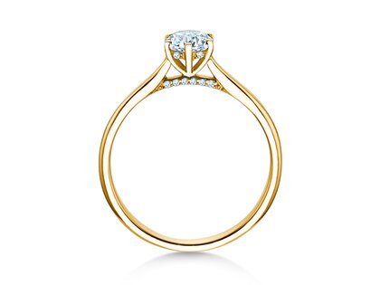 Bague de fiançailles Classic 6 Hidden Halo en 14K or jaune avec diamants 0,55ct G/SI