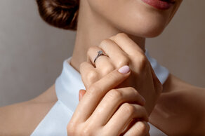 Bague de fiançailles Classic 6 Hidden Halo en 14K or blanc avec diamants 0,55ct G/SI