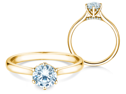 Bague de fiançailles Classic 6 Hidden Halo en or jaune