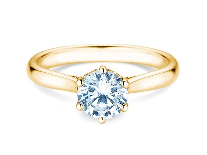 Bague de fiançailles Classic 6 Hidden Halo en 14K or jaune avec diamants 1,08ct G/SI