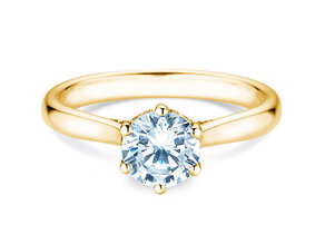 Bague de fiançailles Classic 6 Hidden Halo en 14K or jaune avec diamants 1,08ct G/SI