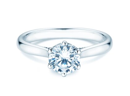 Bague de fiançailles Classic 6 Hidden Halo en or blanc