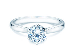 Bague de fiançailles Classic 6 Hidden Halo en 14K or blanc avec diamants 1,08ct G/SI