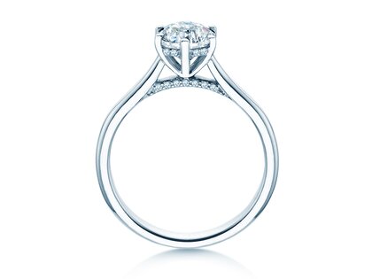 Bague de fiançailles Classic 6 Hidden Halo en 14K or blanc avec diamants 1,08ct G/SI