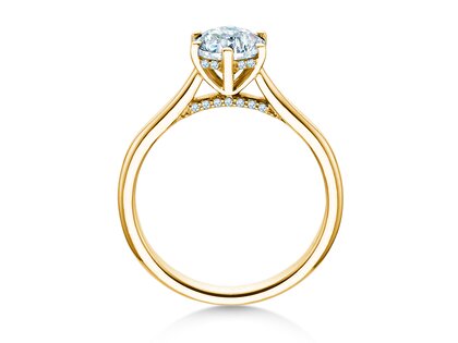 Bague de fiançailles Classic 6 Hidden Halo en 14K or jaune avec diamants 1,08ct G/SI