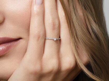Bague de fiançailles Classic Pavé dans 14K or blanc avec diamants 0,20ct G/SI
