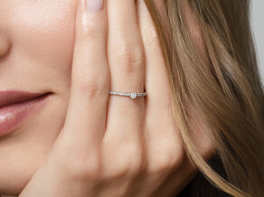 Bague de fiançailles Classic Pavé dans 14K or blanc avec diamants 0,20ct G/SI