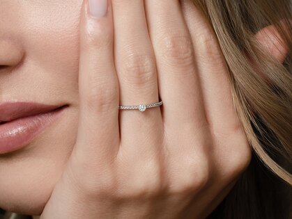 Bague de fiançailles Classic Pavé dans 18K or blanc avec diamants 0,30ct G/SI