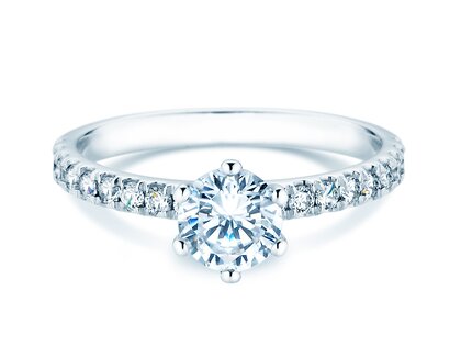 Bague de fiançailles Classic Pavé en 18K or blanc avec diamants 1,11ct G/SI