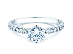 Bague de fiançailles Classic Pavé en 18K or blanc avec diamants 1,11ct G/SI
