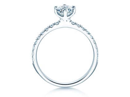 Bague de fiançailles Classic Pavé en 18K or blanc avec diamants 1,11ct G/SI