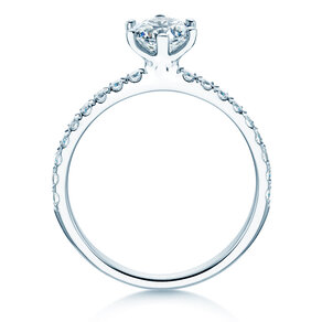 Bague de fiançailles Classic Pavé en 18K or blanc avec diamants 1,11ct G/SI