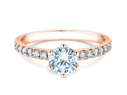 Bague de fiançailles Classic Pavé en 18K or rose avec diamants 1,11ct G/SI