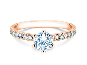 Bague de fiançailles Classic Pavé en 18K or rose avec diamants 1,11ct G/SI