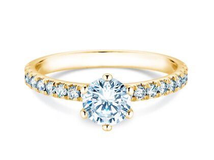 Bague de fiançailles Classic Pavé en 14K or jaune avec diamants 1,11ct G/SI