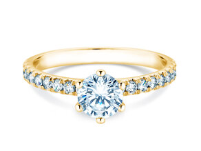 Bague de fiançailles Classic Pavé en 14K or jaune avec diamants 1,11ct G/SI