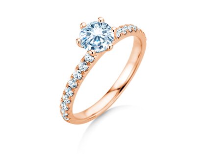 Bague de fiançailles Classic Pavé en 18K or rose avec diamants 1,11ct G/SI
