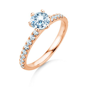 Bague de fiançailles Classic Pavé en 18K or rose avec diamants 1,11ct G/SI
