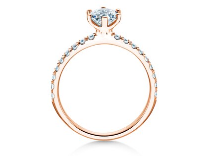 Bague de fiançailles Classic Pavé en 18K or rose avec diamants 1,11ct G/SI