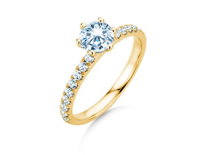 Bague de fiançailles Classic Pavé en 14K or jaune avec diamants 1,11ct G/SI
