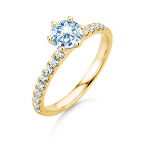 Bague de fiançailles Classic Pavé en 14K or jaune avec diamants 1,11ct G/SI