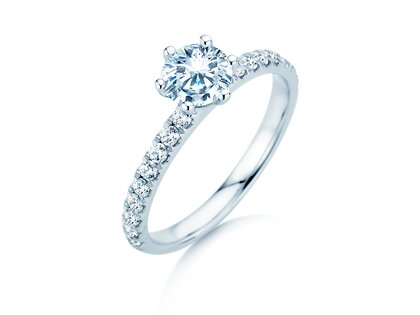 Bague de fiançailles Classic Pavé en 18K or blanc avec diamants 1,11ct G/SI