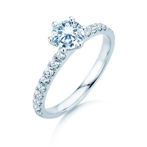 Bague de fiançailles Classic Pavé en 18K or blanc avec diamants 1,11ct G/SI