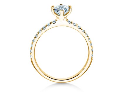Bague de fiançailles Classic Pavé en 14K or jaune avec diamants 1,11ct G/SI