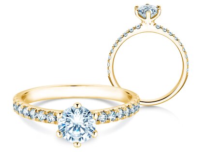 Bague de fiançailles Classic Pavé en 14K or jaune avec diamants 1,11ct G/SI