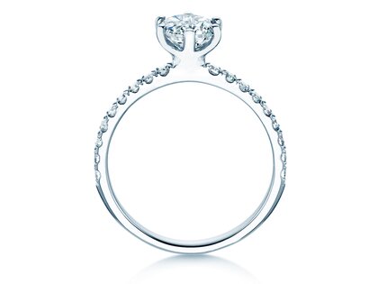 Bague de fiançailles Classic Pavé en 14K or blanc avec diamants 1,36ct G/SI