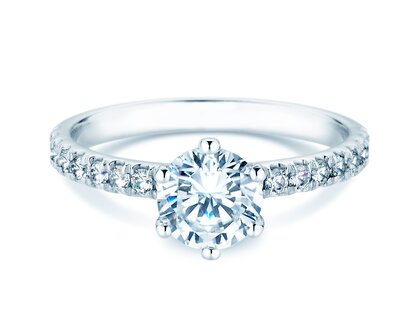 Bague de fiançailles Classic Pavé en 14K or blanc avec diamants 1,36ct G/SI