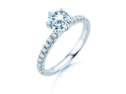 Bague de fiançailles Classic Pavé en 14K or blanc avec diamants 1,36ct G/SI