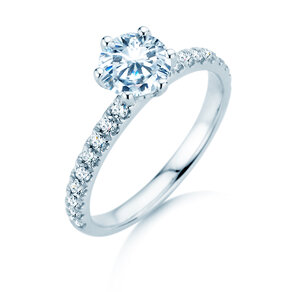 Bague de fiançailles Classic Pavé en 14K or blanc avec diamants 1,36ct G/SI