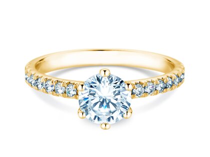 Bague de fiançailles Classic Pavé en 18K or jaune avec diamants 1,36ct G/SI