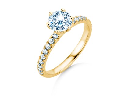 Bague de fiançailles Classic Pavé en 18K or jaune avec diamants 1,36ct G/SI