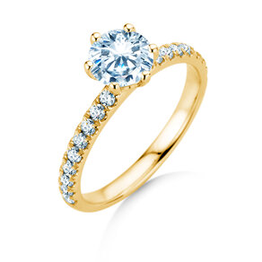 Bague de fiançailles Classic Pavé en 18K or jaune avec diamants 1,36ct G/SI