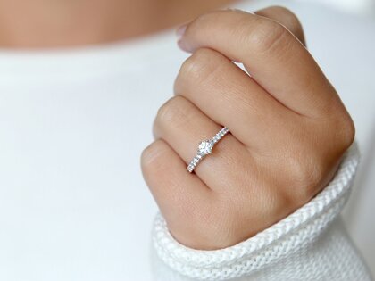 Bague de fiançailles Classic Pavé dans 18K or jaune avec diamants 0,60ct G/SI