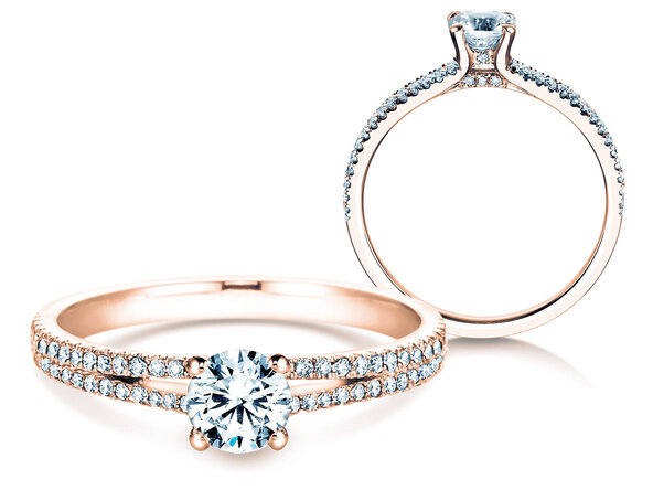 Bague de fiançailles Dynasty Petite dans 18K or rose avec diamants 0,85ct G/SI